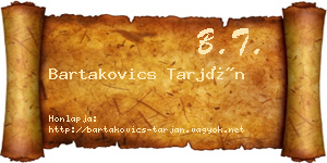 Bartakovics Tarján névjegykártya